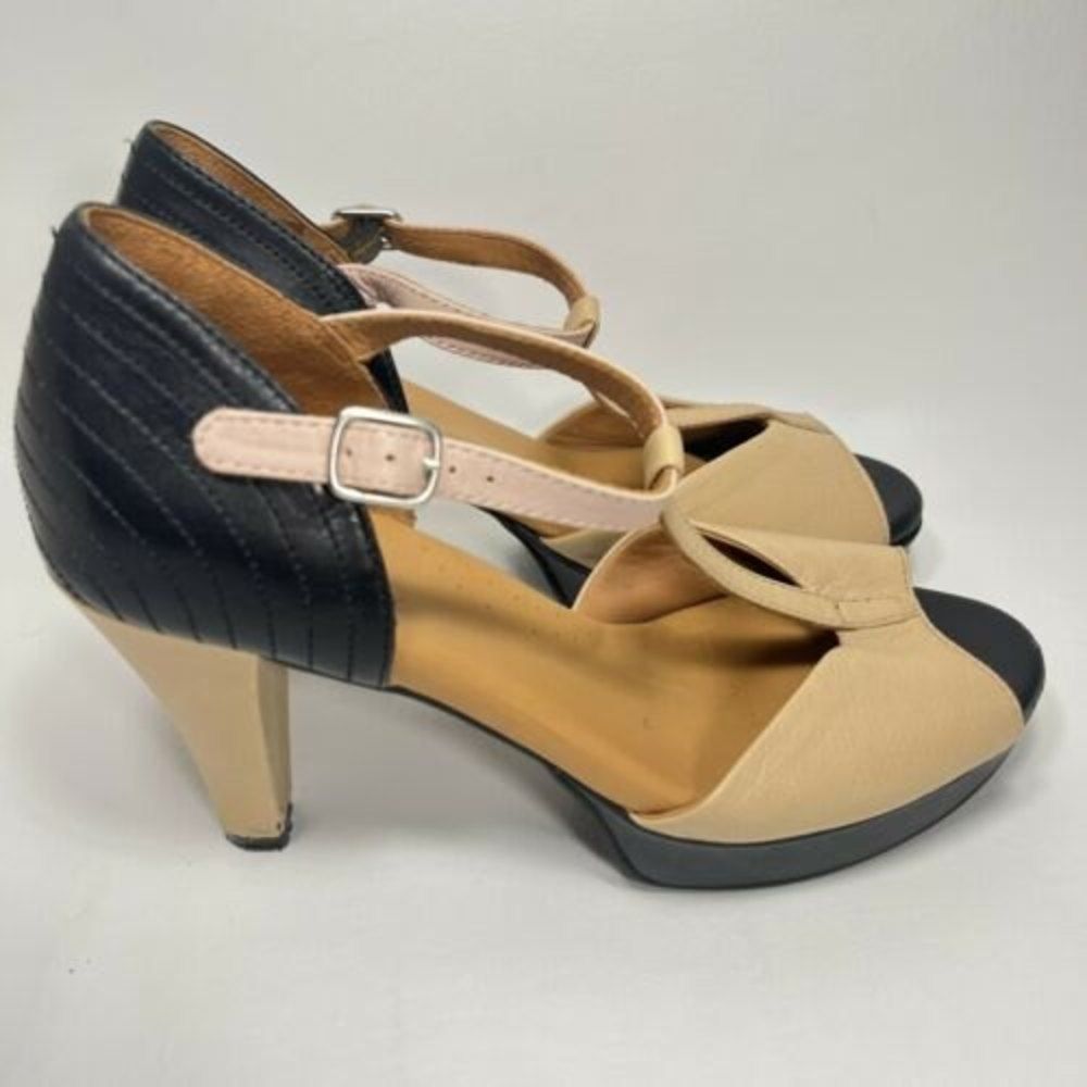 Ziera Jenn Candy Ankle Strap Peak Toe 2 Tone Womens Heels Size 8.5
